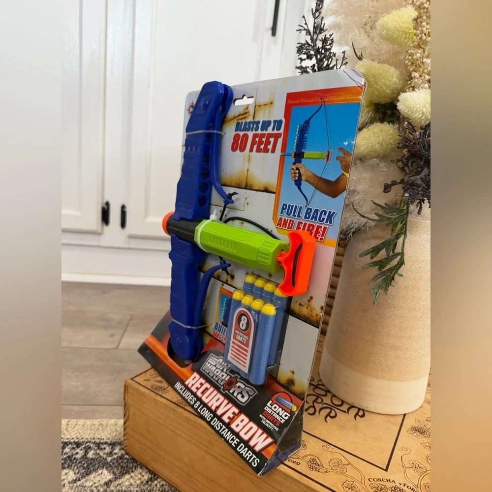 New Children’s Recurve Bow Toy Air Warriors 8-Dart Foam Arrow Dart Game Playset